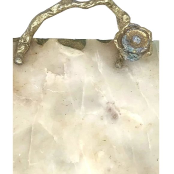 HOME ABOUT - Square Marble Tray/Flower Handles - HEAVY pc - Picture 2 of 6
